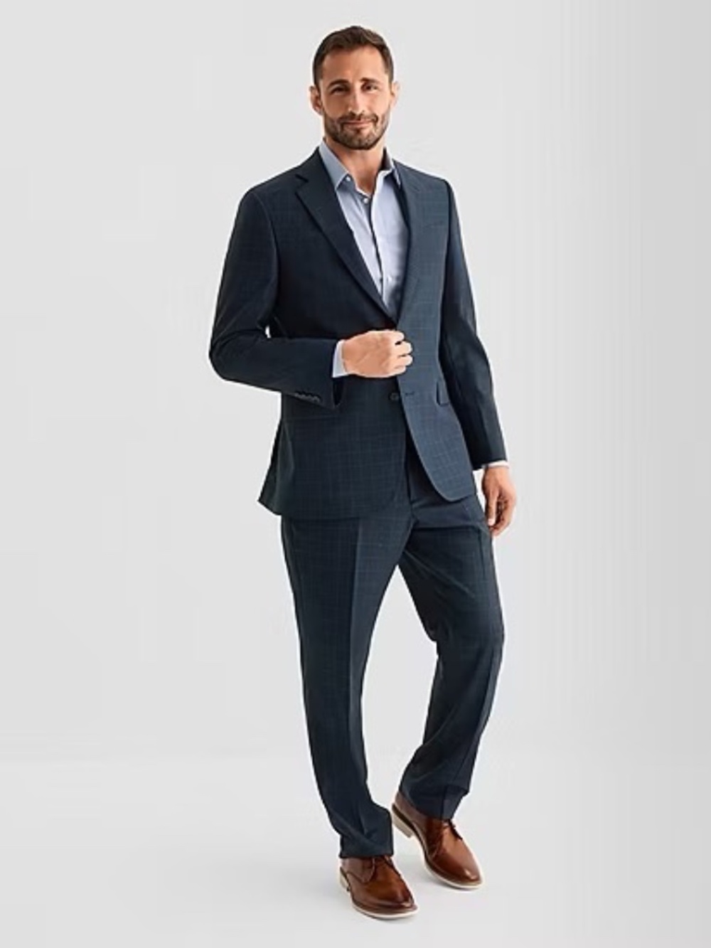 Stafford Mens Classic fit blue checked suit Jacket size 44 regular